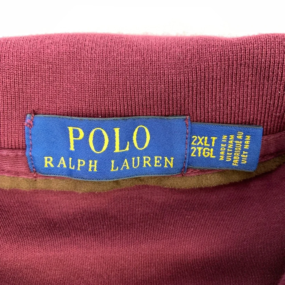 Polo Ralph Lauren Shirt Mens‎ 2XLT Burgundy Flesh Pony Long Sleeve Henley Preppy